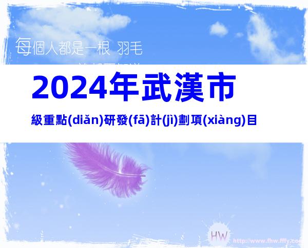 2024年武漢市級重點(diǎn)研發(fā)計(jì)劃項(xiàng)目建議征集要求、時間